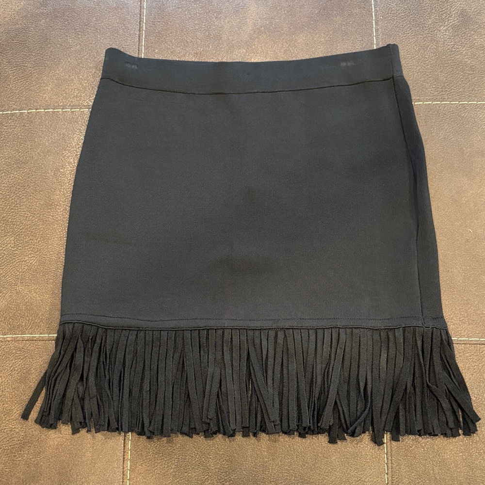 Rebecca Minkoff Black Pencil Skirt with Fringe NWT